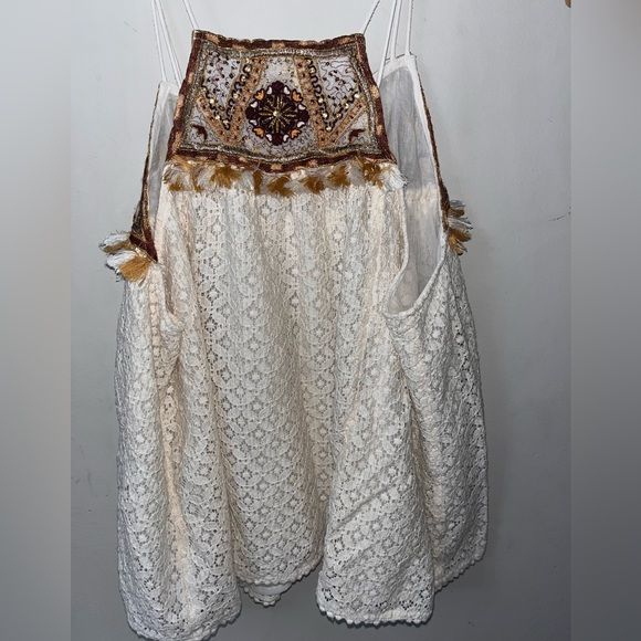 Sz 12 ANTHROPOLOGIE HD PARIS EMBELLISHED WOMENS TANK TOP CREAM COLOR - Picture 4 of 14